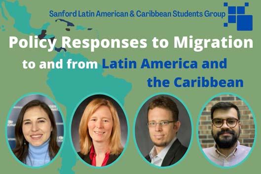 flyer for Policy Responses to Migration with photos of panelists